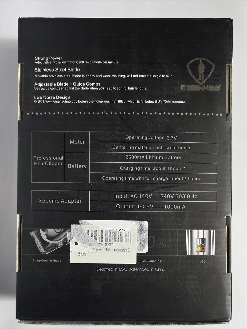 Ceenwes CWS-022 Mens Hair Clipper Grooming Kit, Full Metal Cordless LED Display